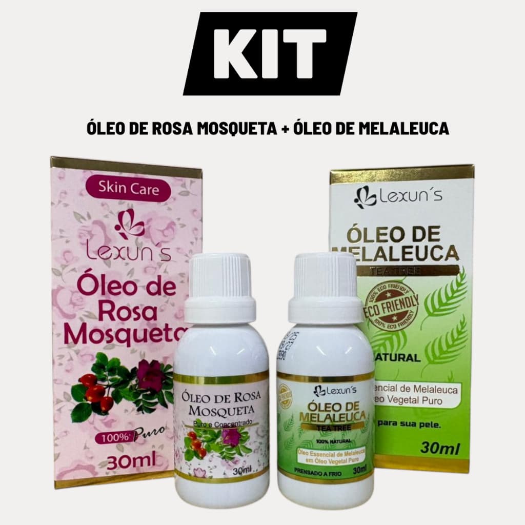 Kit Óleo de Rosa Mosqueta Rubiginosa 30ml + Óleo de Melaleuca 30ml - Lexun's