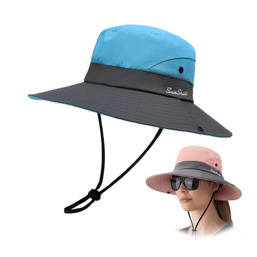 Chapéu de Sol Praia Feminino Masculino Trilha Camping Tactel Proteção UV 50+ Dobrável Chapeu Camping