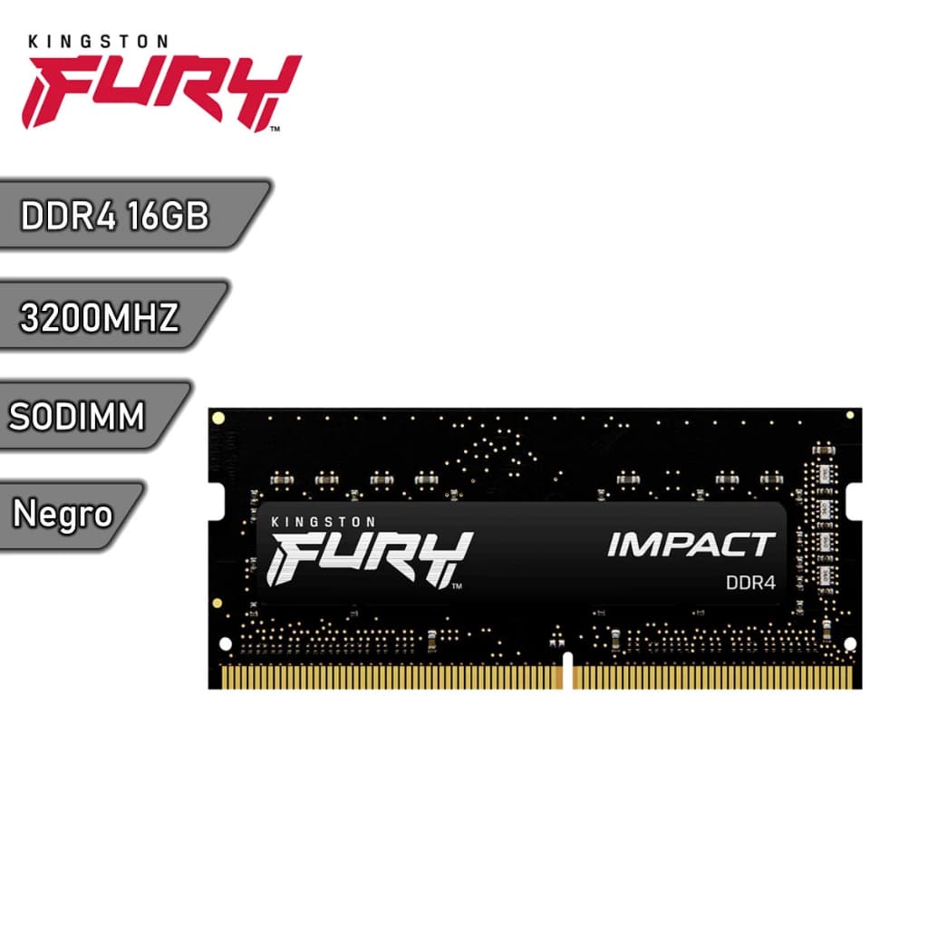 Memória RAM Para notebook DDR4 16GB 3200Mhz CL20 Kingston Fury Impact KF432S20IB/16 Gamer Preto
