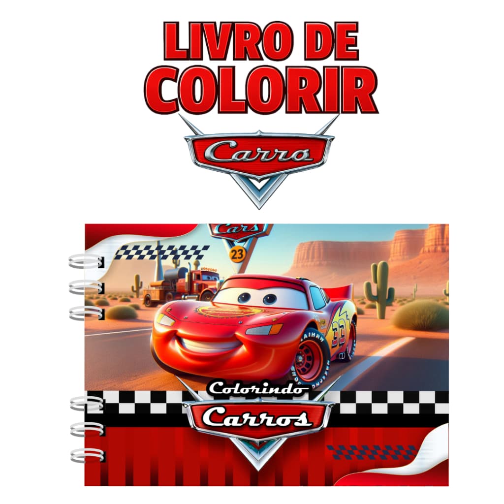 Livro de Colorir CARROS Folha Grossa e Capa Dura 180g 50 Páginas / PROMOÇÃO