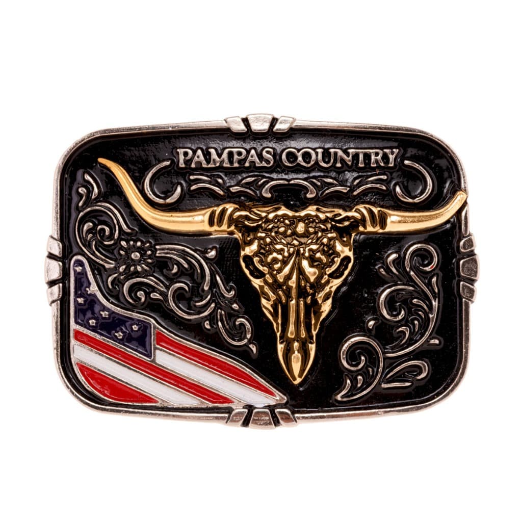 Fivela Country Infantil com Cowboy Estilo Rodeio Touro Dourado Masculino