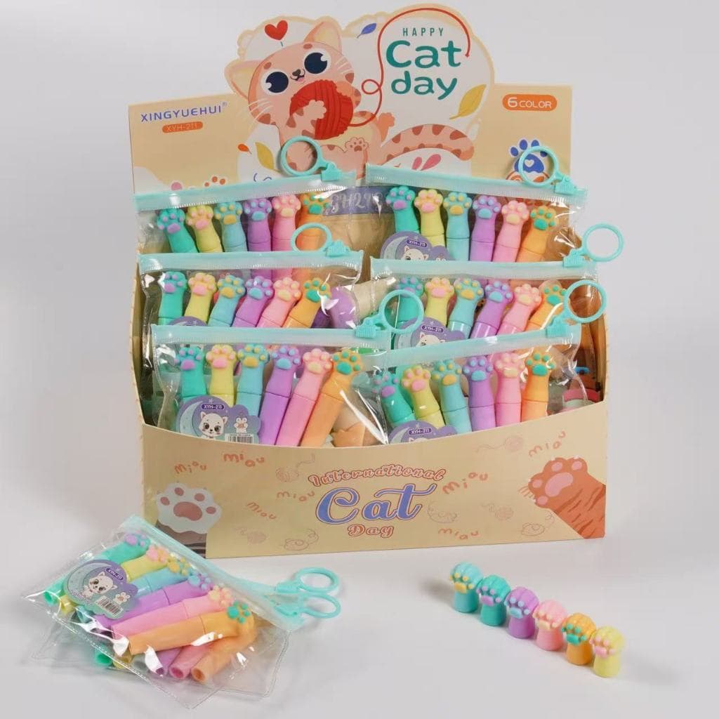 Kit com 6 Canetas Mini Marca-Texto fofos canetas coloridas formado donut unicornio e Cavalo-marinho