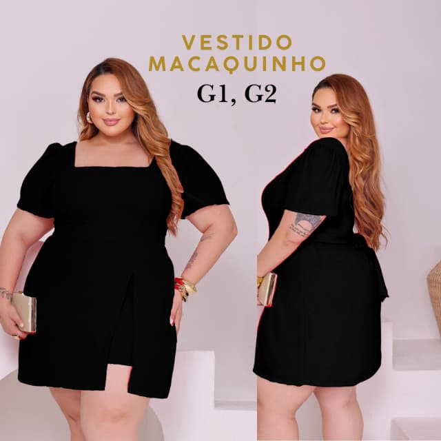Macaquinho Feminino Vestido Short Saia Plus Size Tendencia Verão Duna