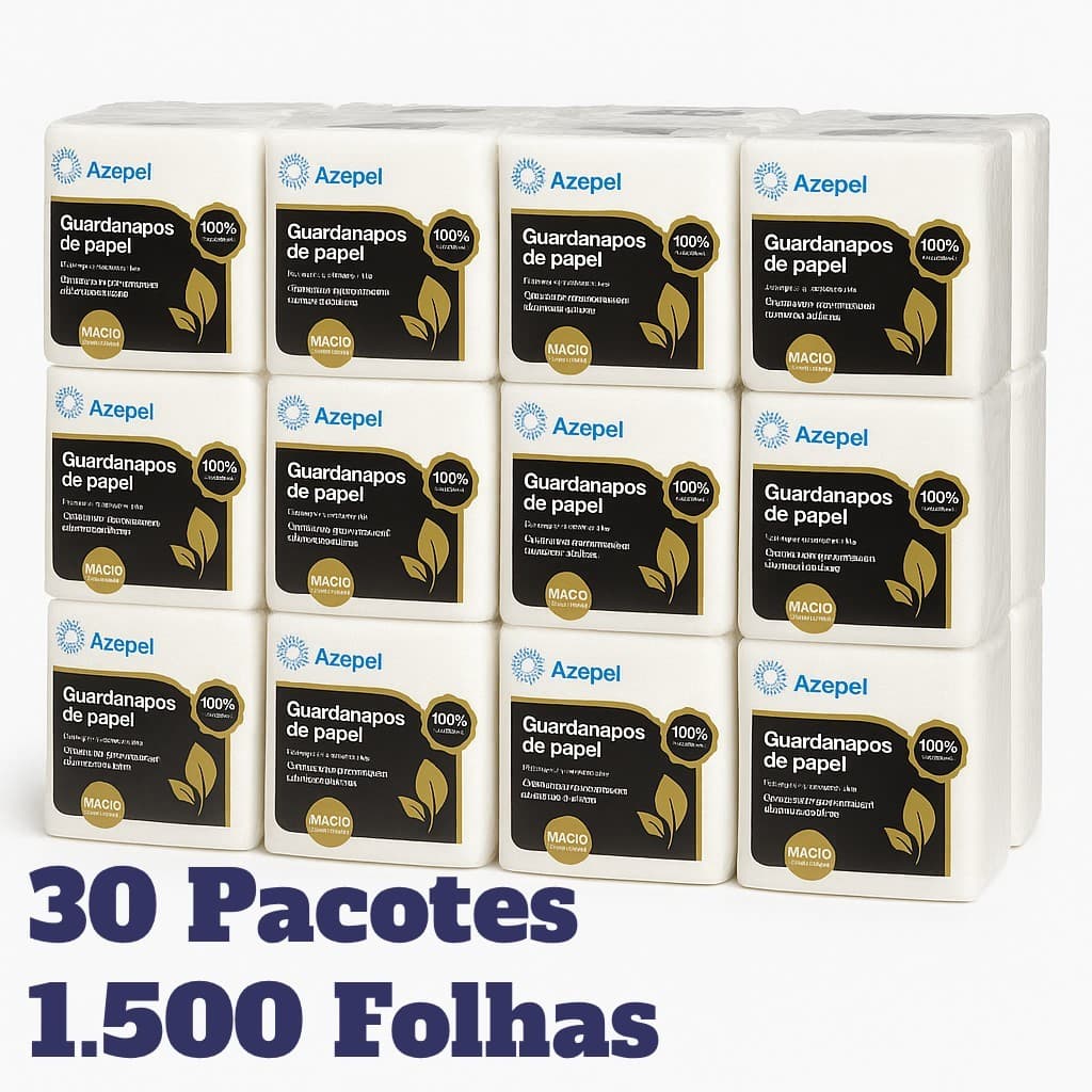 Guardanapo de Papel 1500un Fardo 30 Pacotes de 50 Folhas Simples - 100% Celulose