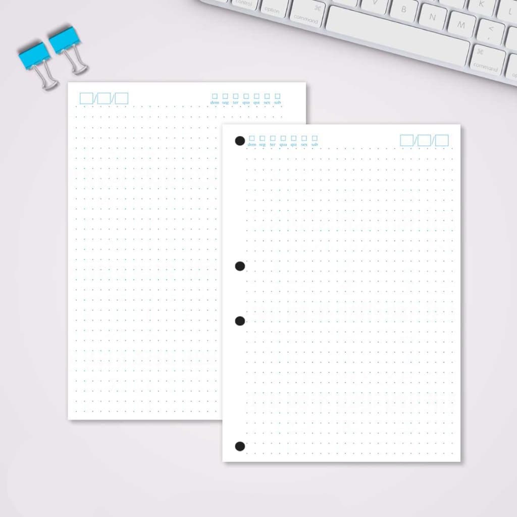 Refil Folha Fichário A5 Pontilhado - básico 2 | 100 Folhas - 4 Furos