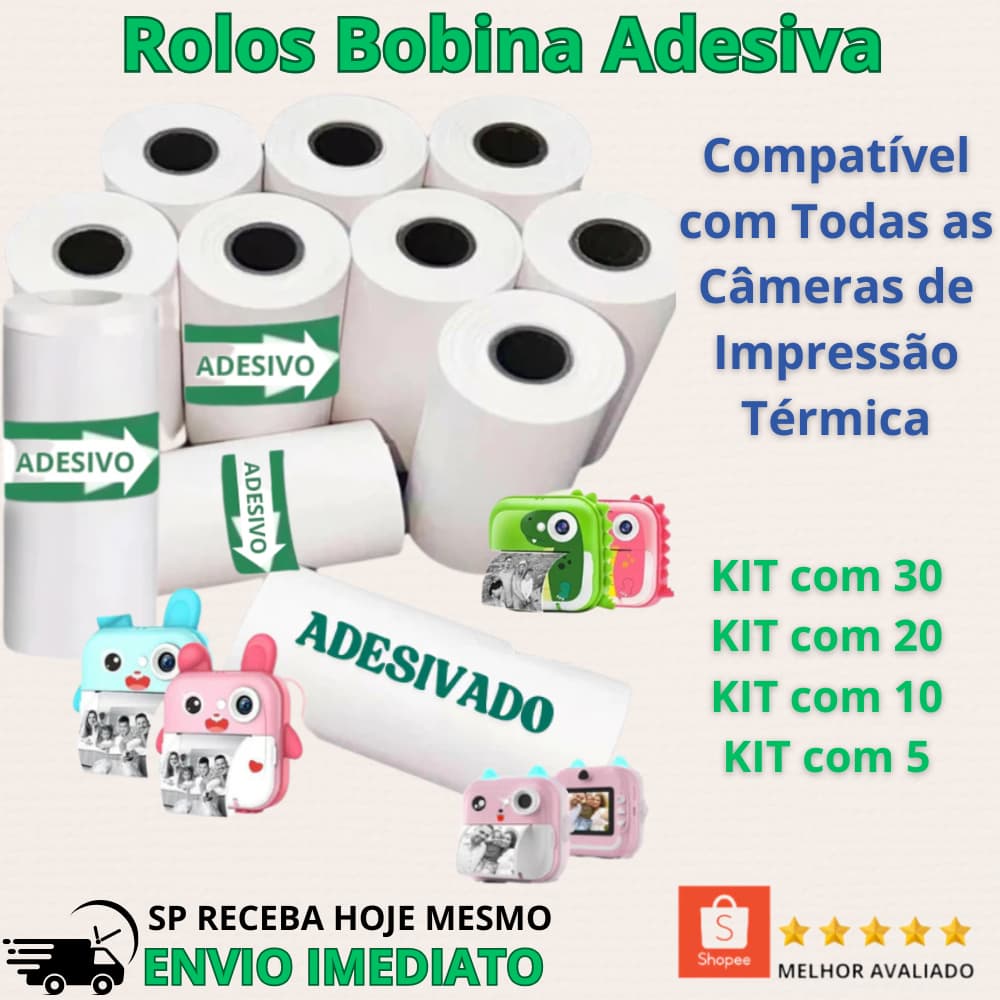 Rolos Refil Papel Adesivo Para Câmera Instantânea Mini Impressora Portátil Térmica Etiqueta Maquina Fotográfica