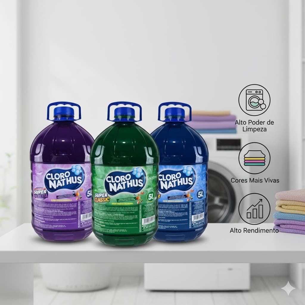 Sabão Líquido Lava Roupas 5L Limpeza Profunda + Fórmula Branqueadora Profissional