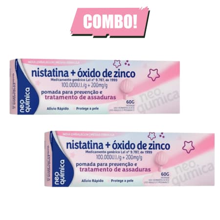 Kit 2 Pomada para Assaduras Nistatina + Óxido de Zinco 60g Neo Quimica