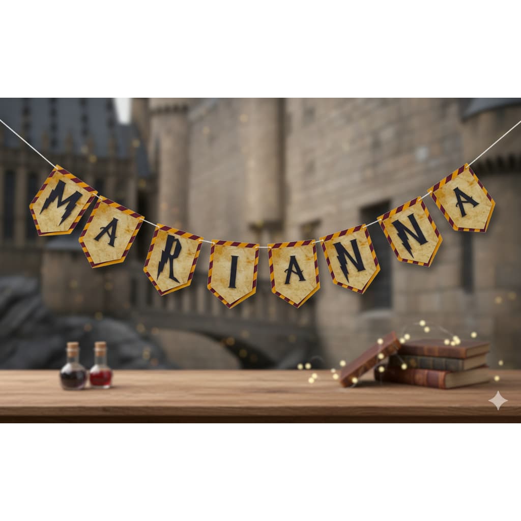 Varal de letras /bandeirinhas de letras – personalizada – tema Harry Potter (Grifinória) - Festa