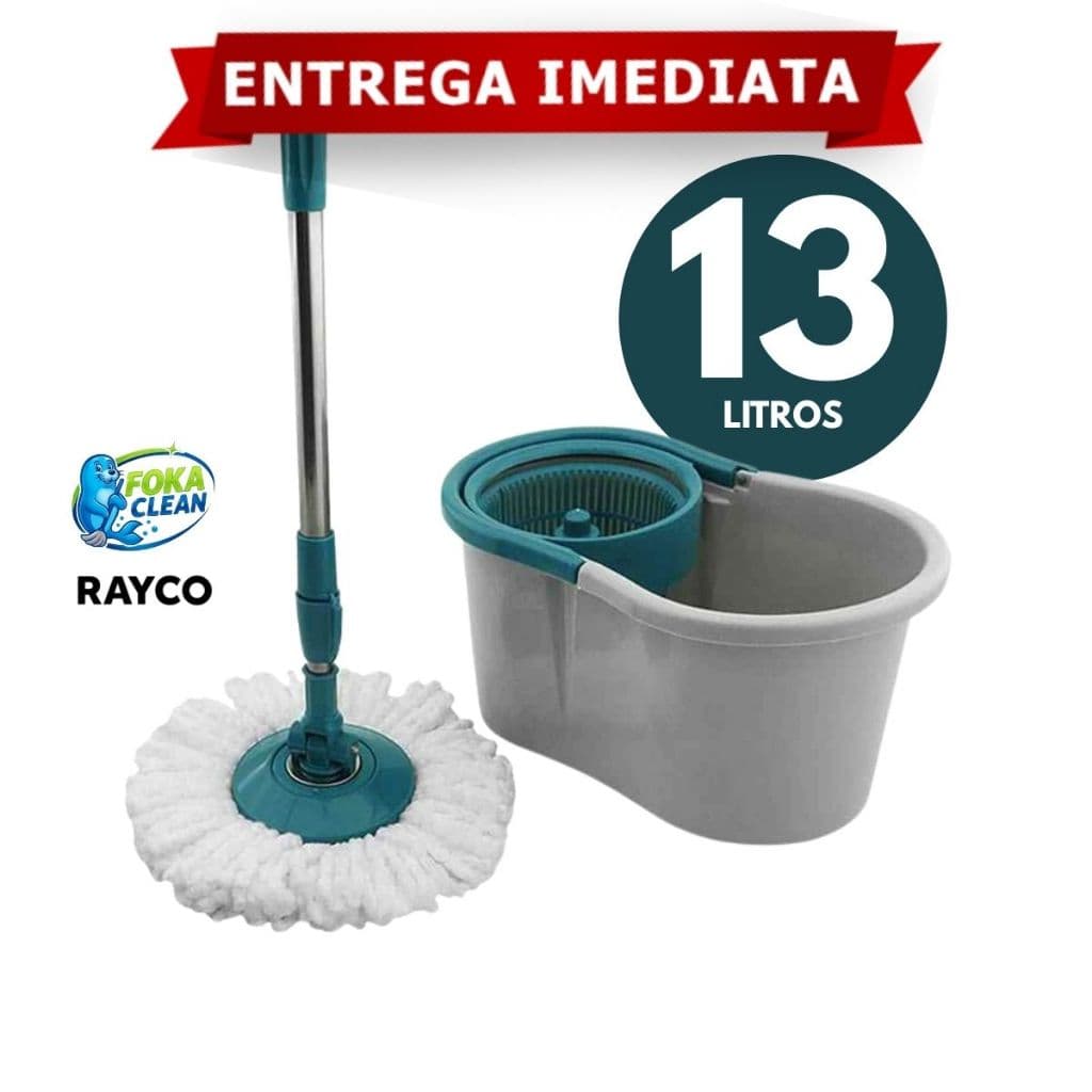 Mop Giratório 13 Litros Fit Cabo Inox Cesto Balde Multiuso