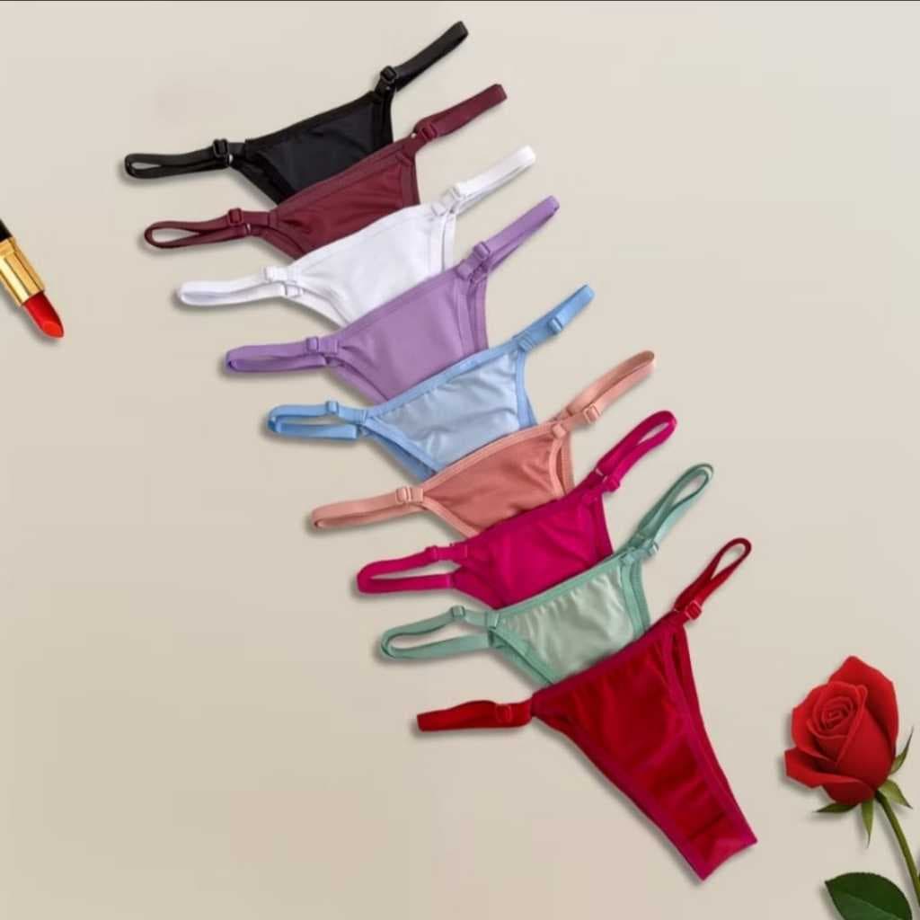 Kit 10 Calcinhas Microfibra Fio Dental Regulagem Lateral Confortável