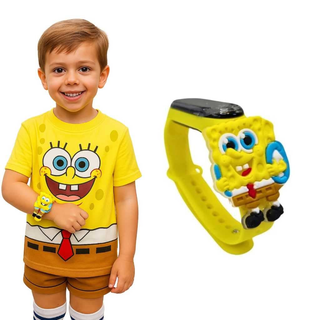 Relógio Infantil Digital Personagem Bob Esponja Prova D'água