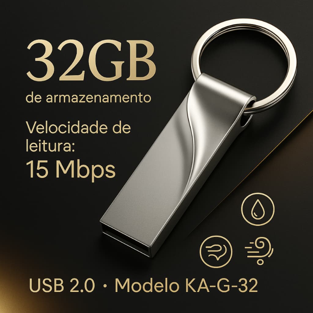Pendrive 32GB Original Kapbom – Unidade Flash Drive Metálica para PC, Notebook e Smart TV