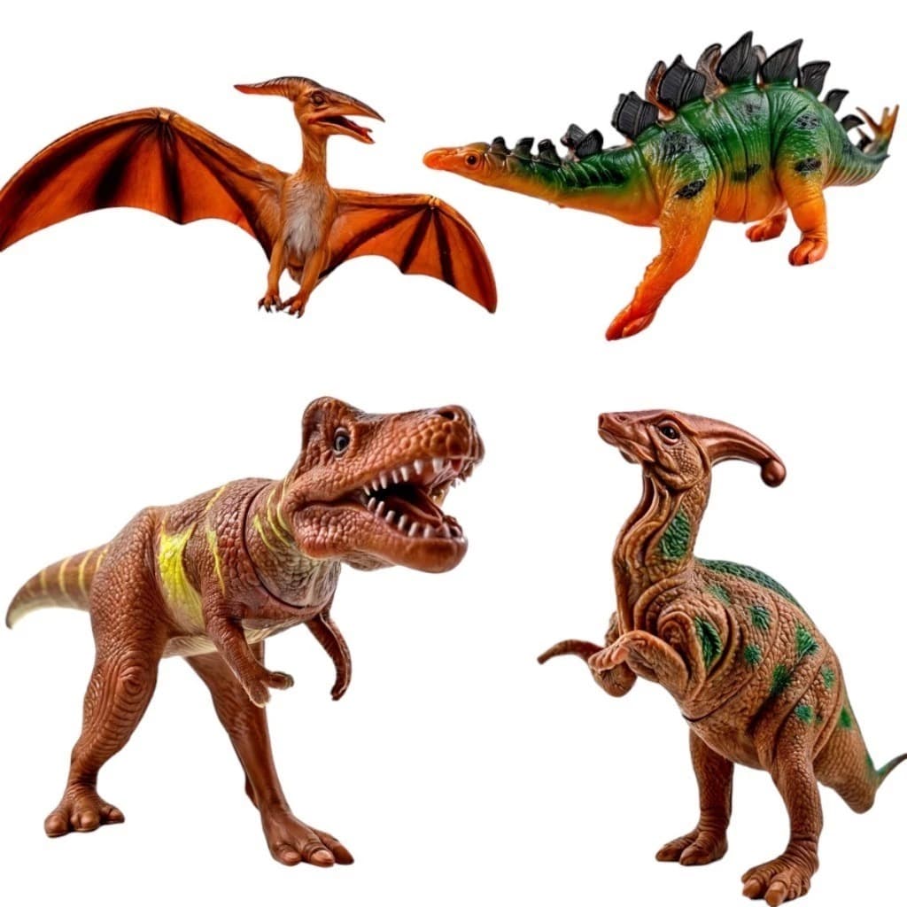 Kit Dinossauros de Brinquedo Infantil com 4 Peças em Vinil - T-Rex, Pterodáctilo e Outros