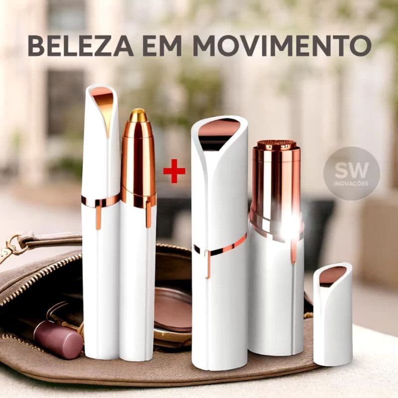 Kit Depilador Facial Sobrancelha Buço Nariz Ouvido Rosto indolor Caneta + Batom Depiladora Beleza Feminino Elétrico