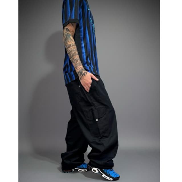 Calça Cargo Dazzling Preto-Sarja Larga Streetwear