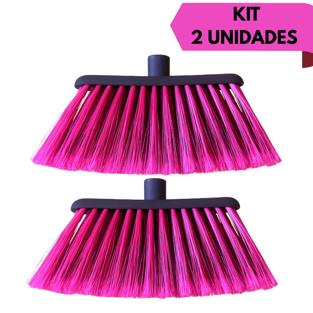 Kit 2 Vassouras Sancy Multiuso Ideal para Casa, Piso Liso Cerdas Macias