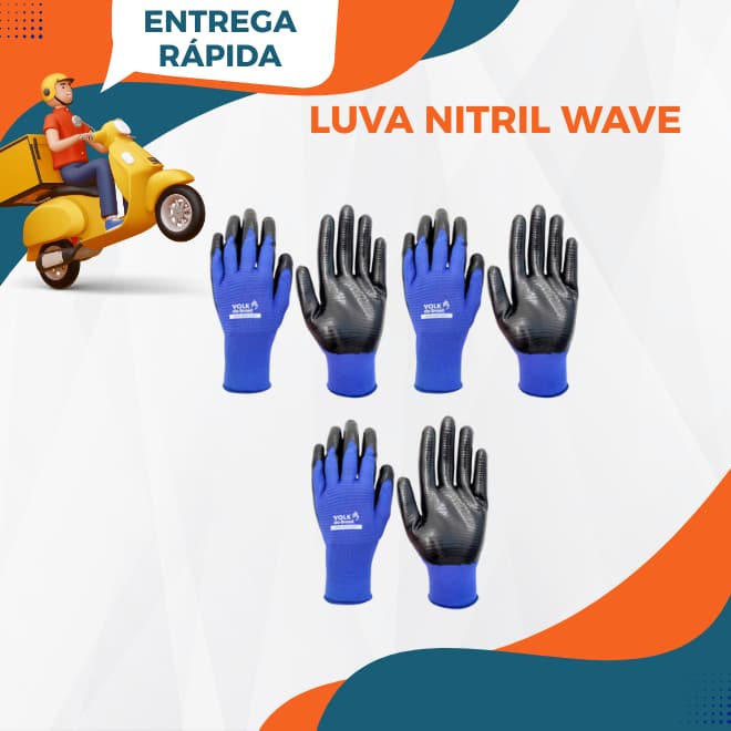 Luva C/ Banho Nitrilico Nitril Wave