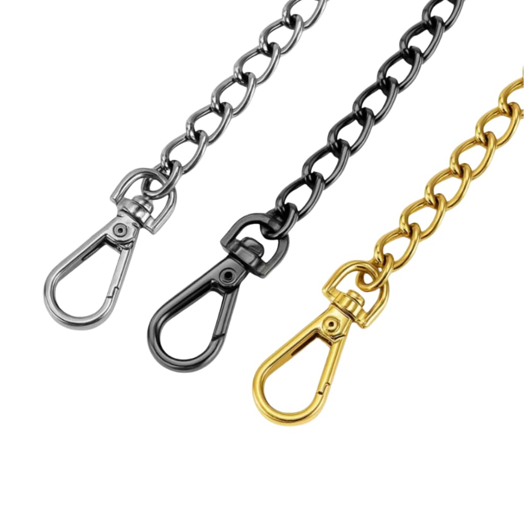 Kit 3 Alça Corrente 30cm Para Bolsinhas de Mão Com Fecho Mosquetão Estilo Sofisticado Resistente