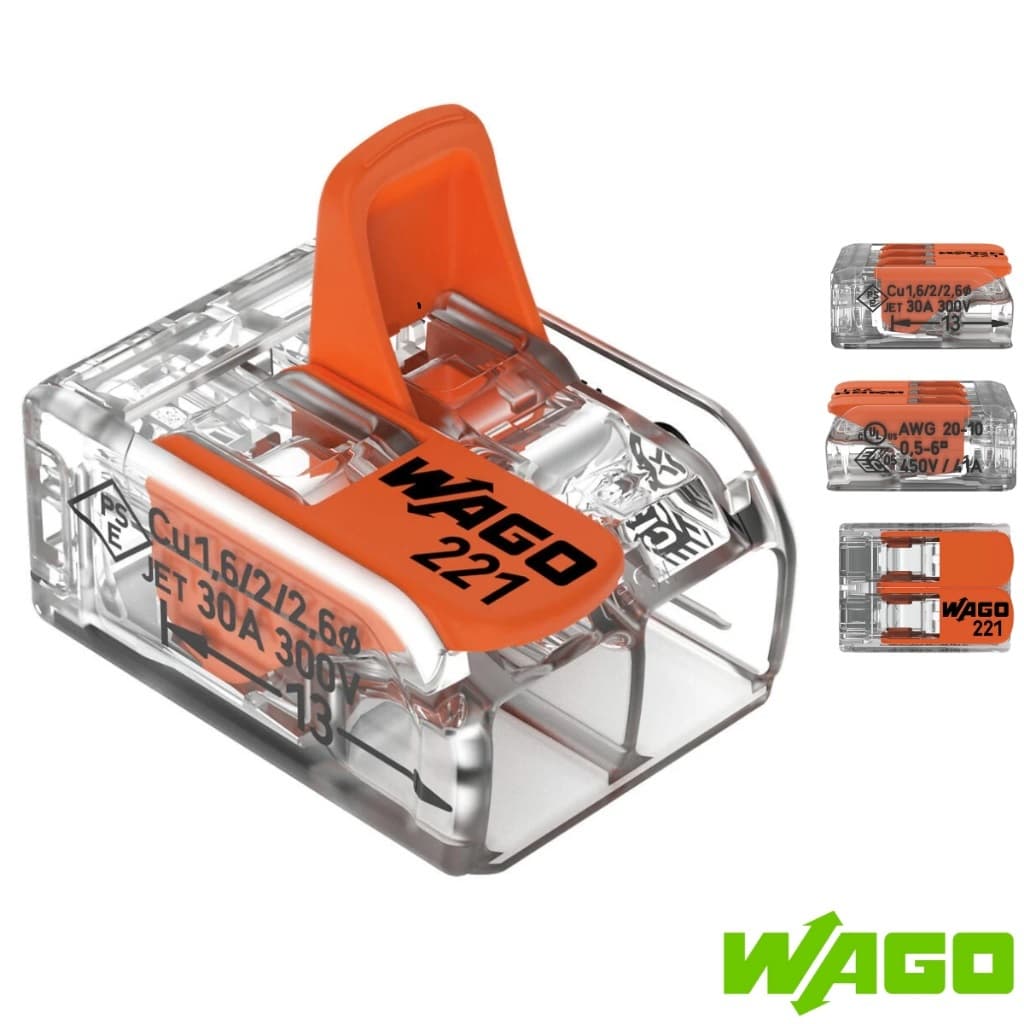 Kit Com 3 Unidades Conectores Para Chuveiro para fio até 6mm 221-612 - Wago