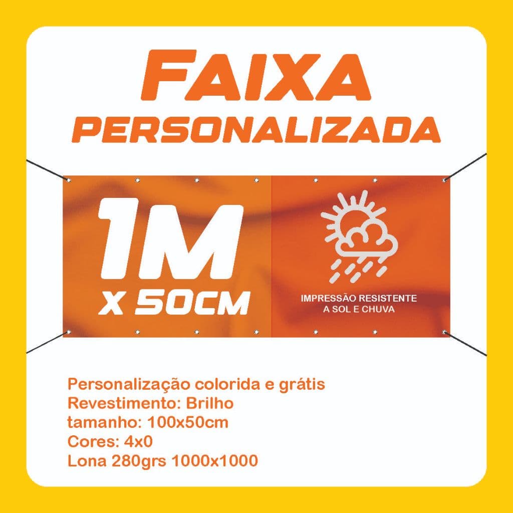 Faixa em Lona Personalizada 100x50cm com Ilhós
