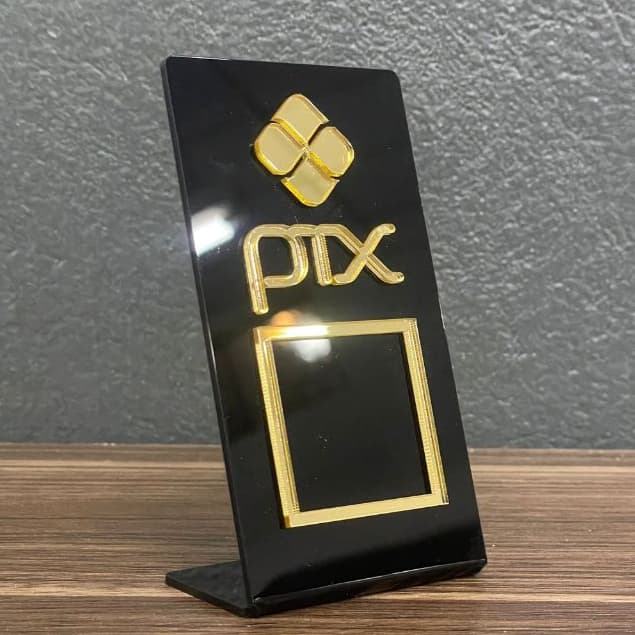 Placa Pix Display em Acrílico Mesa Balcão QR Code PIX Pagamento Para Loja