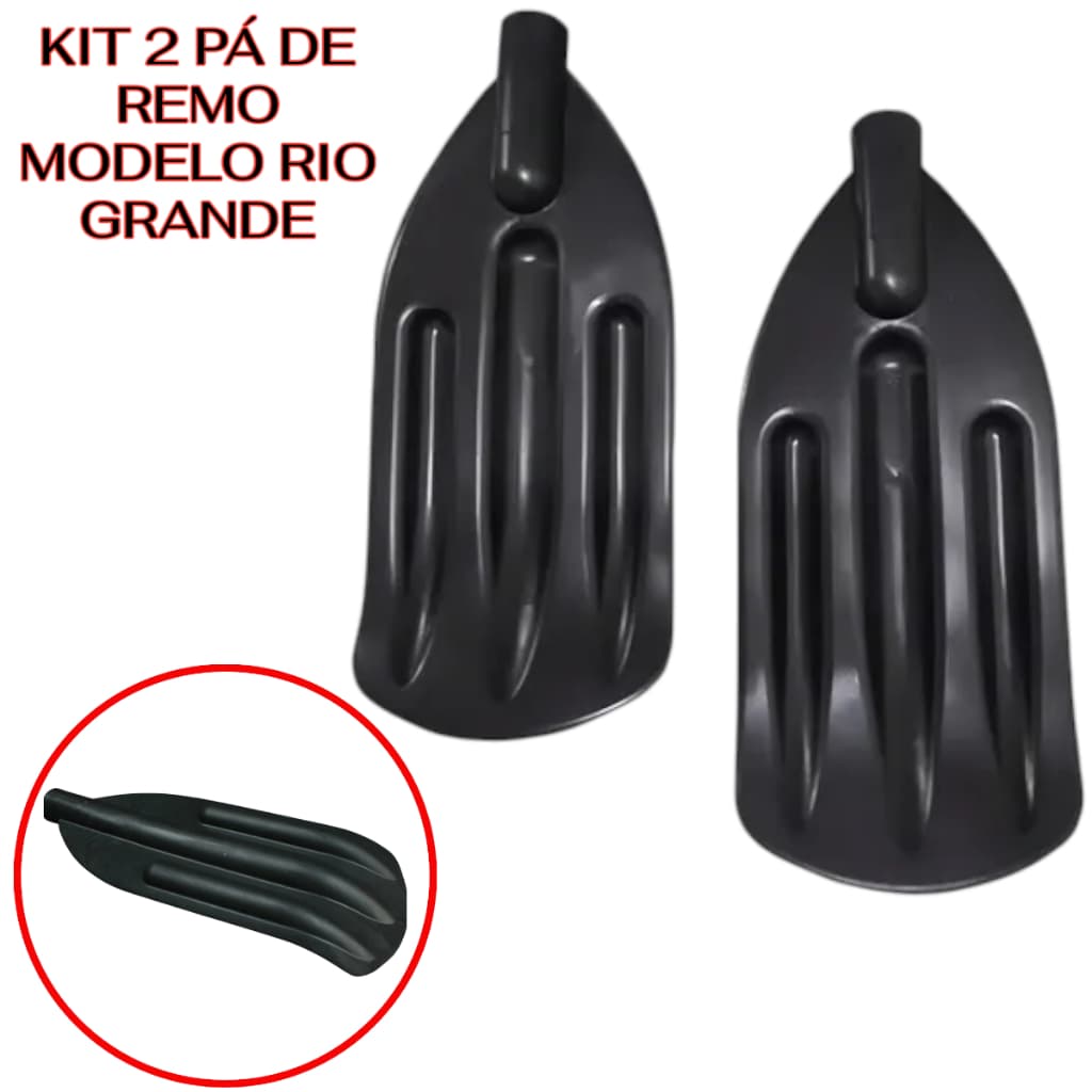 KIT 2 Pá de Remo Preto Universal ( Modelo Rio Grande ) para Caiaque ou Remo de Pesca (kit 2 unidades)
