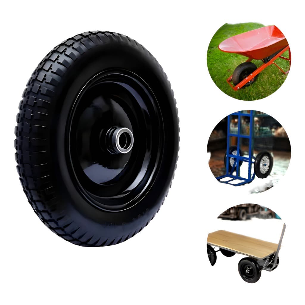 Pneu Maciço De Pu 3.25x8 Carrinho De Mão/carriola/plataforma Preto