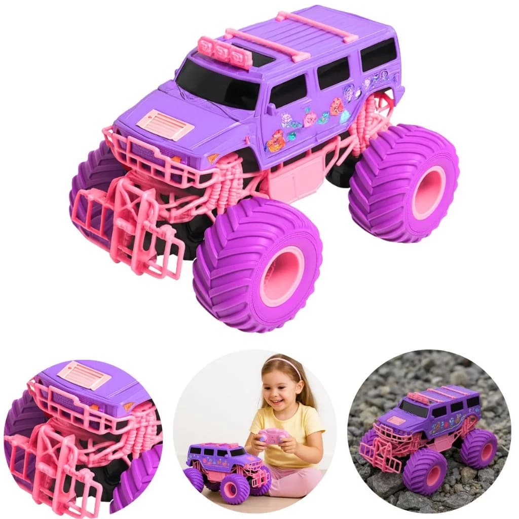 Carrinho Controle Remoto Jeep Rosa Menina Recarregável 4x4 Off Road Grande