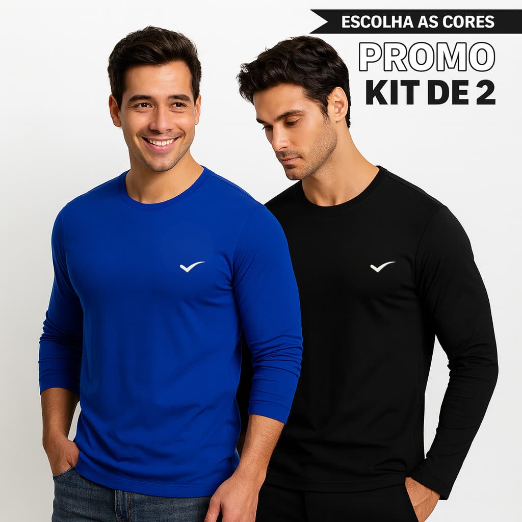 kit 2 Blusas Térmicas Uv 50 Segunda Pele Manga Longa Unissex Praia Moto Pesca Casual Ciclista