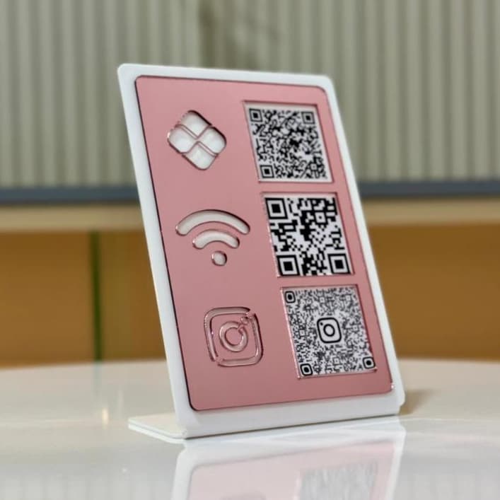 Placa Pix Wifi Instagram QR Display Balcão Loja Mercado Bar Mesa, Placa de pix loja de roupa .