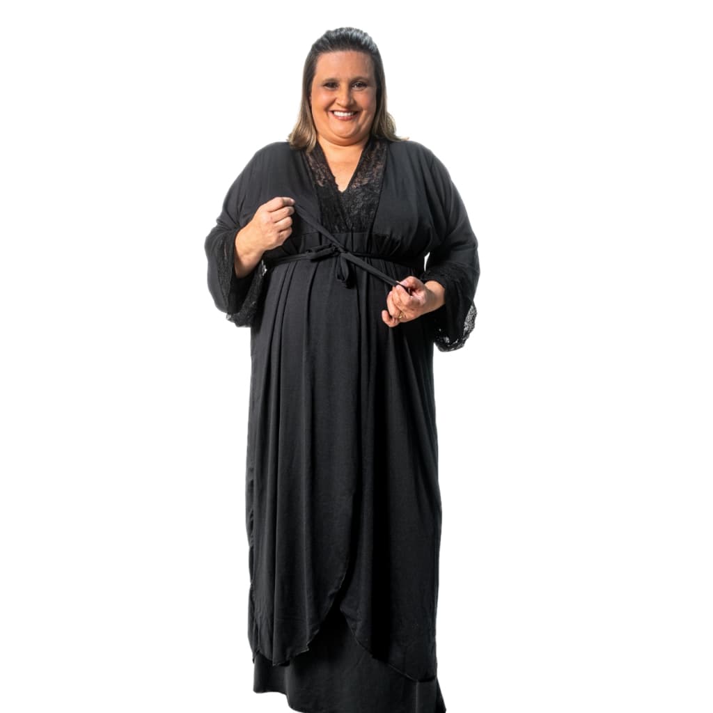 Robe Feminino Longo Plus Roupão Size  Para Gestante Maternidade Pós Parto Roupa Dormir