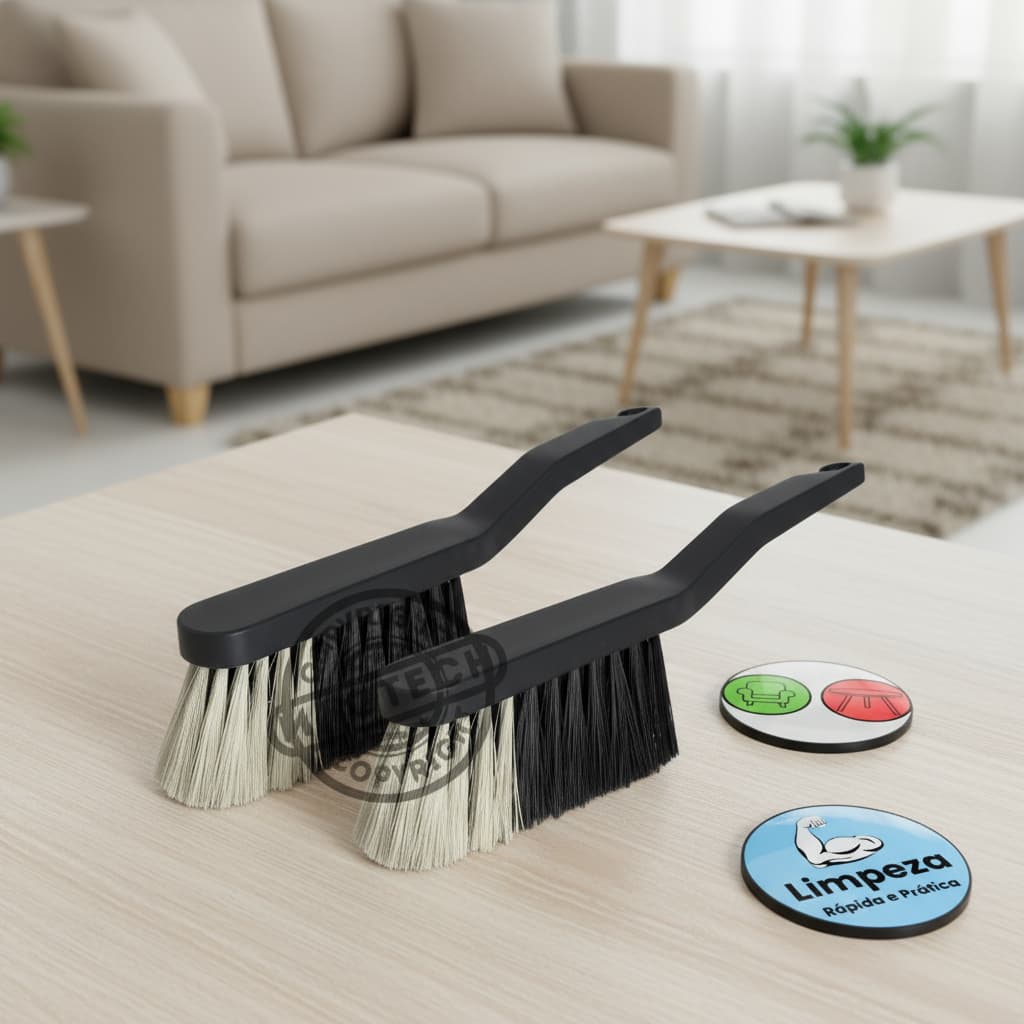 2 Escovas Multiuso Limpeza Vassourinha de Mão Espanador de Pó Escova Sofá Mesa e Balcão Espanadeira
