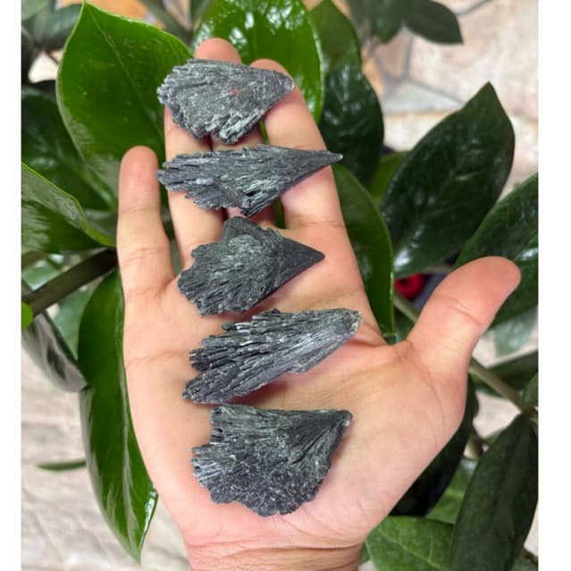 5 Vassouras de Bruxa Cianita Negra Natural pedra da proteção energética