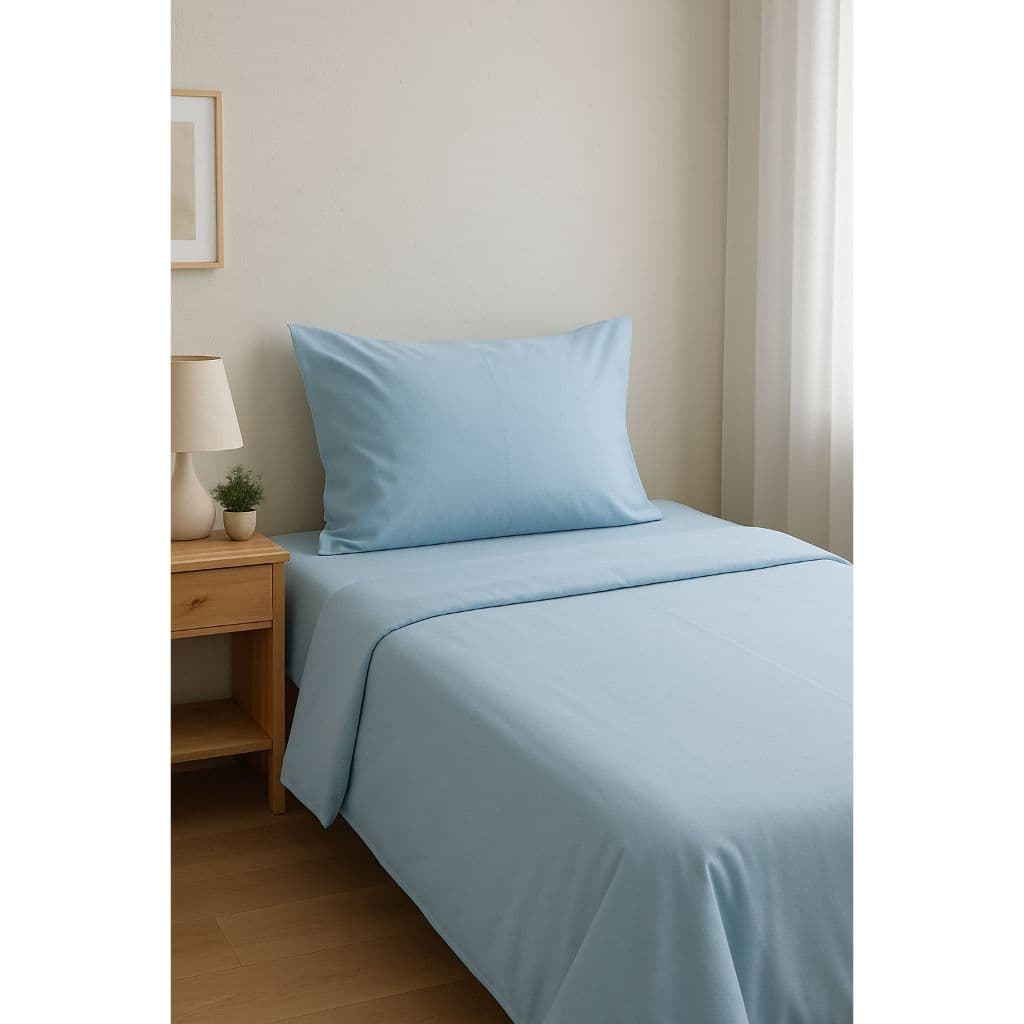 Jogo de Lençol Cama Solteiro Liso 3pç C/Elástico Micropercal 500 Fios de Luxo Toque Macio de Algodão