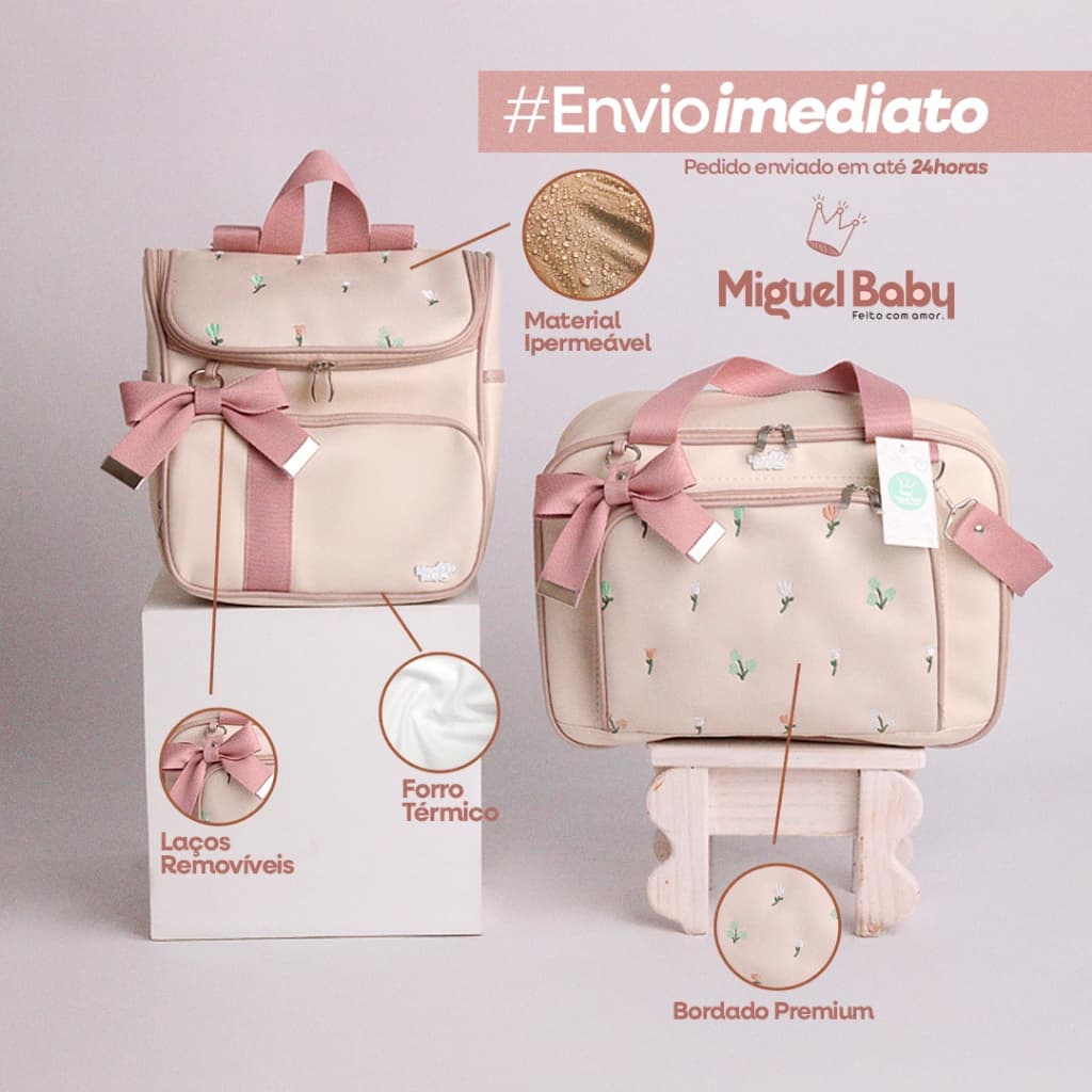 KIT Mala Floral / Safari Para Bebê 3 peças