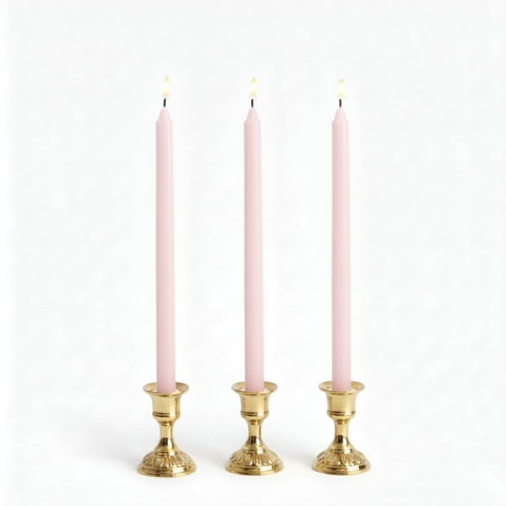 Vela par Castiçal Rosa Bebê 8 Unidades 26CM