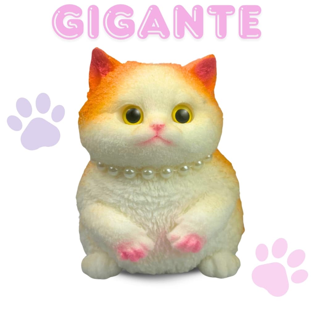 Gato Gigante de Apertar Laranja Anti-estresse Decorativo Fofinho