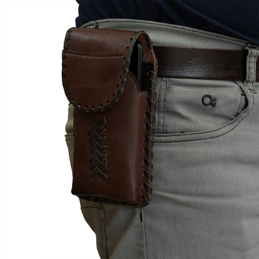 Bainha De Couro Celular Smartphone Trançada Capinha Country