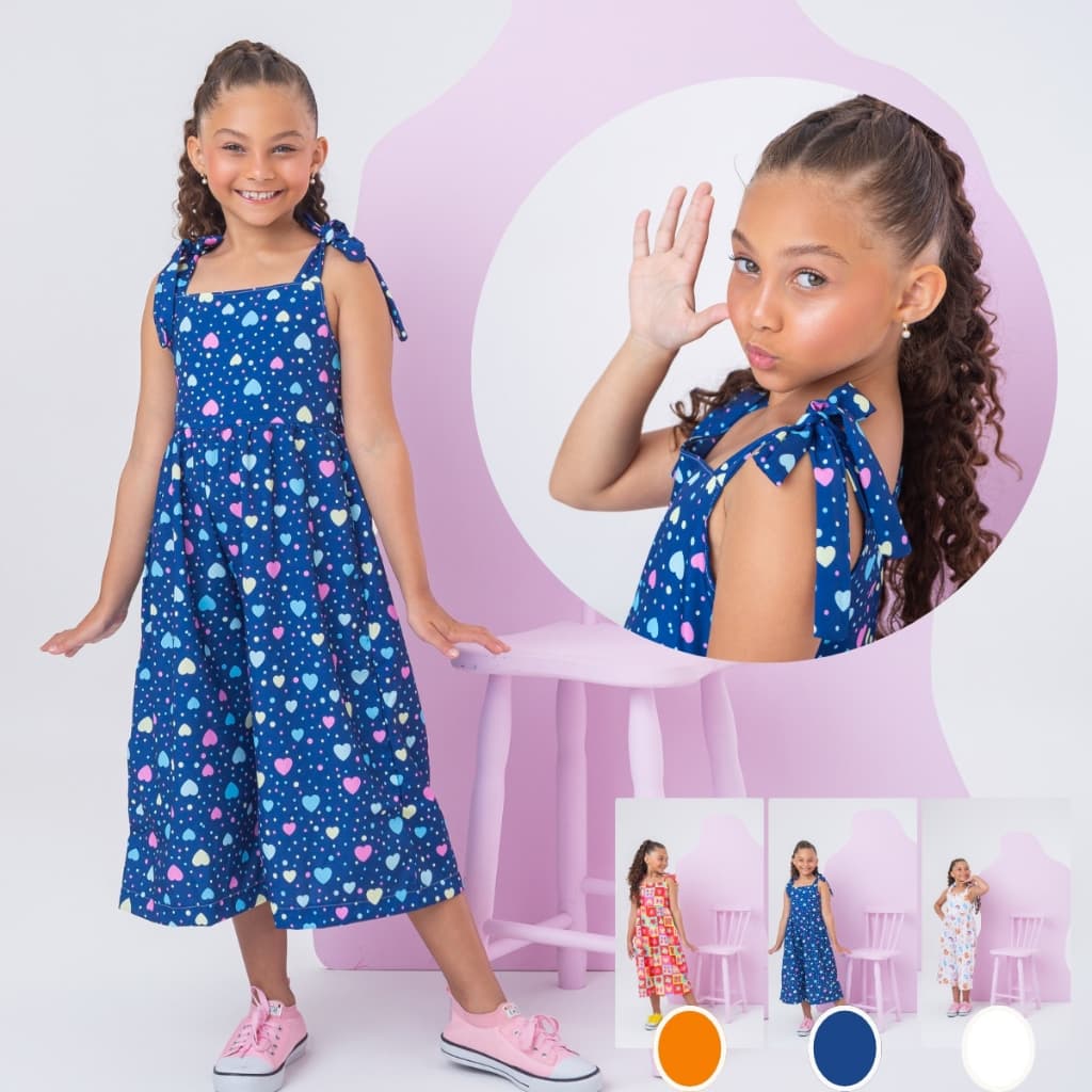 Macacão PantaJuvenil Menina Moda  Amarração no Ombro Colorido Confortável lançamento