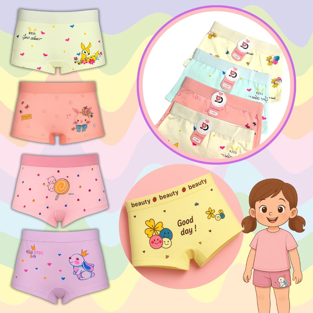 10 Calcinha Estampada Box Shortinho Feminina Infantil 4 e 6 unidades