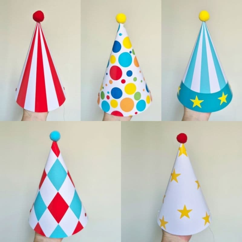 Chapéus de aniversario tema Circo/ kit com 5 ou 10 unidades