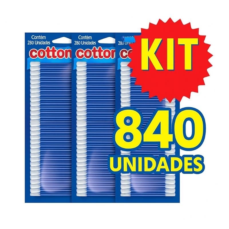 Hastes Flexíveis - 3 Blister C/ 280 Cotonetes Cada -  Cotton Line