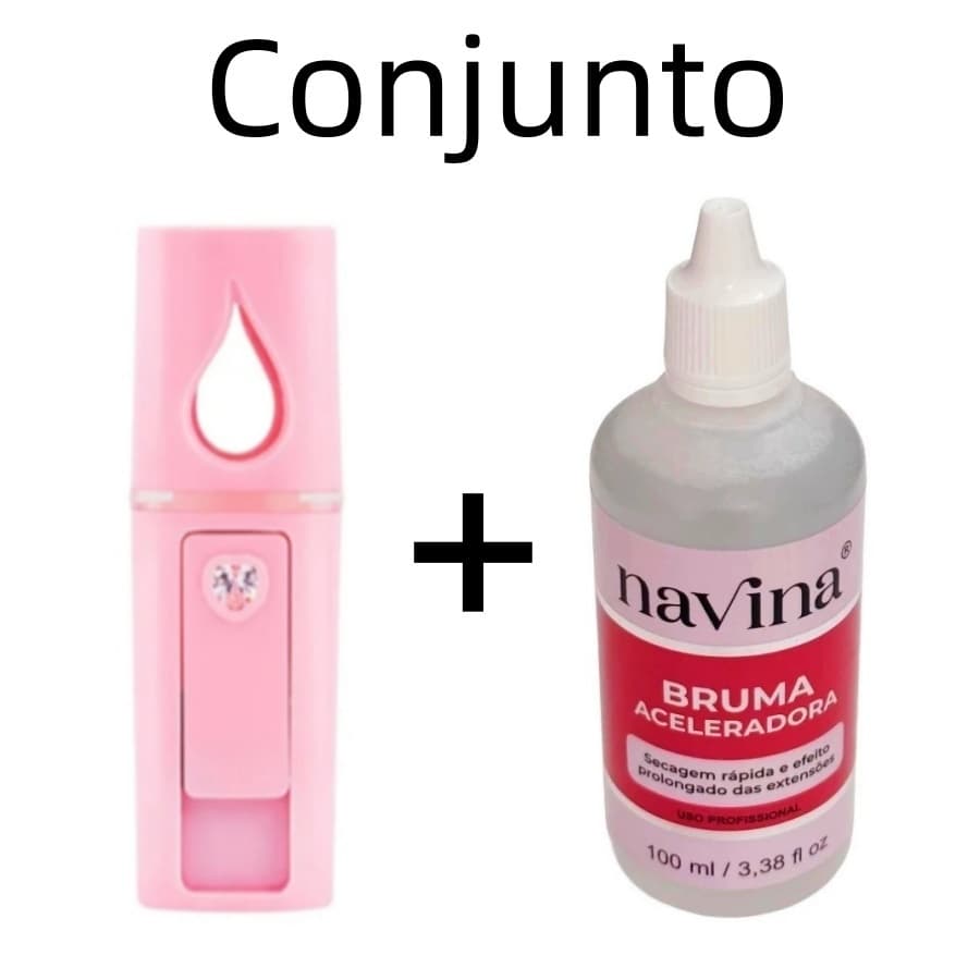 Nano Mister Vaporizador + Bruma Navina 100ml Acelerador Para Extensão de Cílios