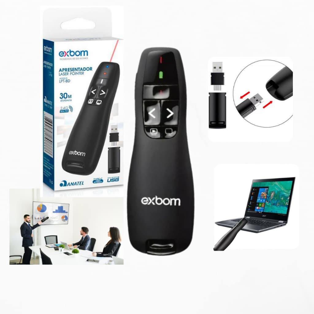 Apresentador Multimídia Sem Fio Portátil USB Laser Vermelho Controle Remoto Para- Últimas Unidades