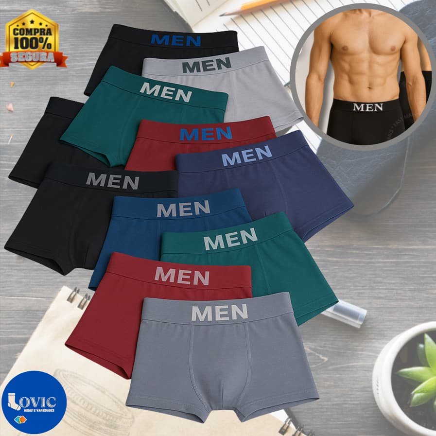 Kit Cuecas Boxers Masculina Adulto de Microfibra Kit 5 ou Kit 3