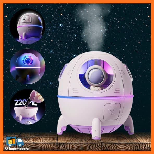 Umidificador De Ar Astronauta 220 ml LED Purificador De Ar