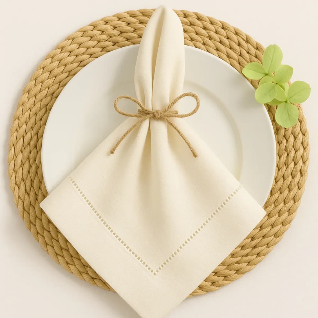 Kit 6 Guardanapos Ponto Ajour 40x40 Marfim Mesa Posta