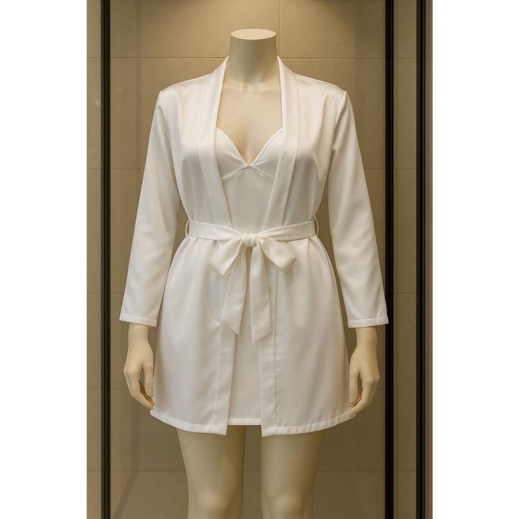 KIT DE ROBE + CAMISOLA COMPLETO CETIM (DUAS PEÇAS) NOIVA FEMININO LUXUOSO