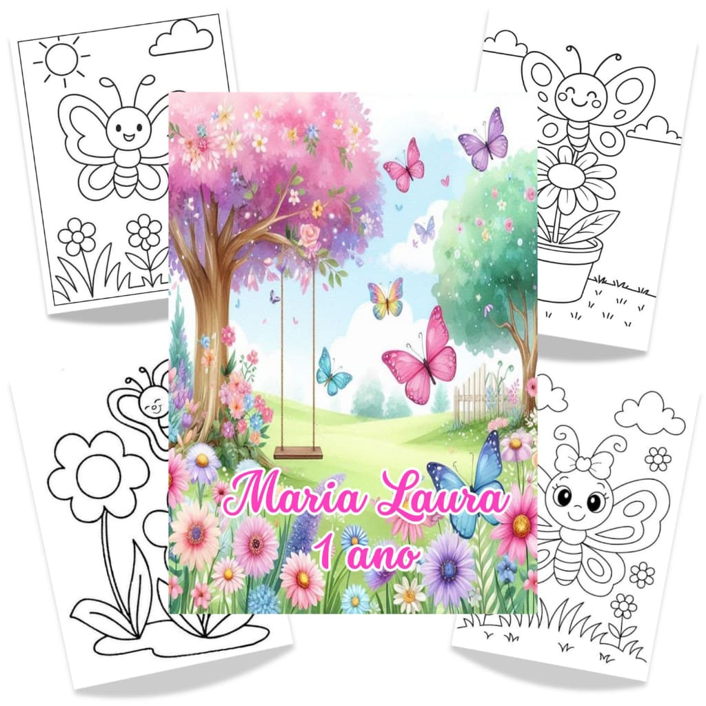 Livrinhos de Colorir Jardim Encantado Borboletas Personalizado Tam 10x15 Lembrancinha